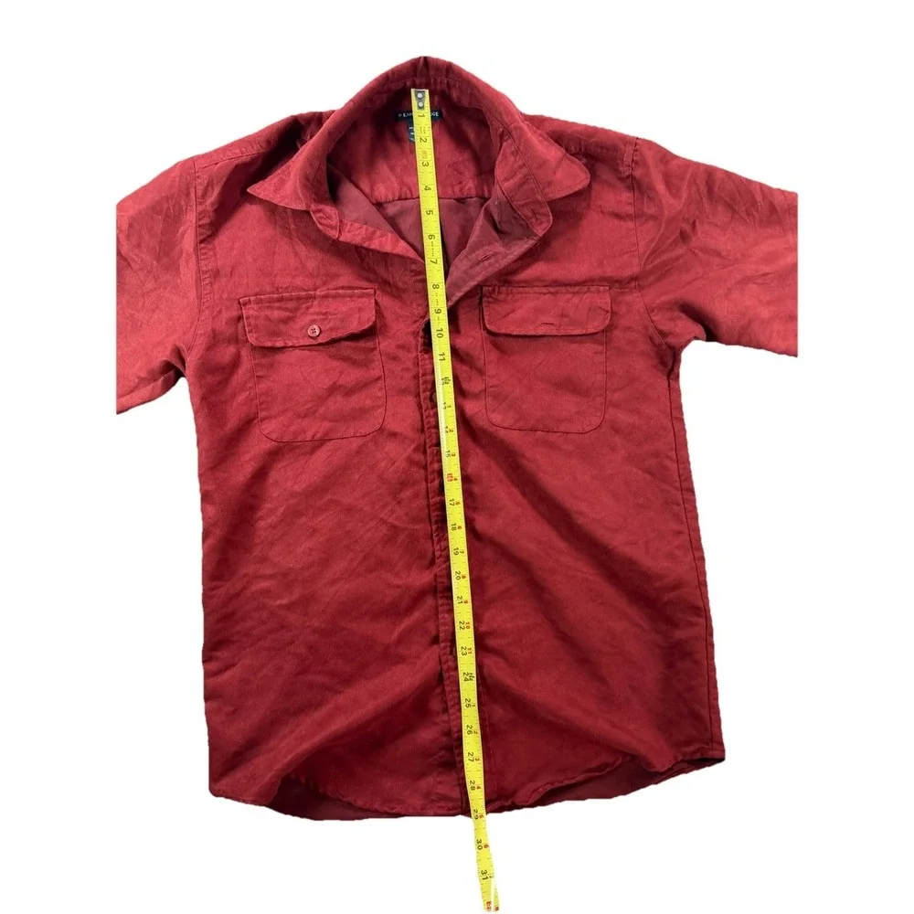 Vintage Knightsbridge Cloth Shirt 1611 Red Heavyweight Polyester Mens Small - Picture 3 of 6